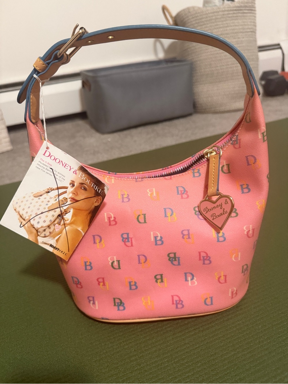Dooney & Bourke Vintage Y2K It Collection Pink Monogram Bucket Bag Shoulder NWT - Picture 2 of 10